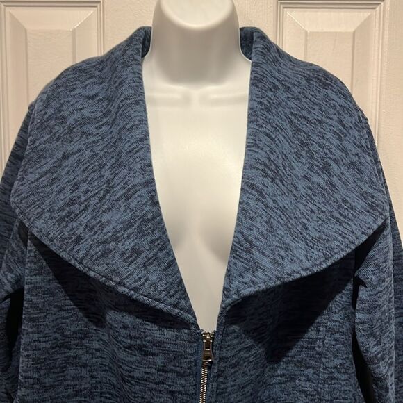 Lands’‎ End “Evening Blue Heather” Sweater Fleece Jacket Size M (10-12) - Picture 4 of 15